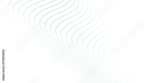 Elegant curving lines in light teal gracefully sweep across a stark white backdrop, creating a serene and minimalist pattern with a soft, flowing, and modern aesthetic