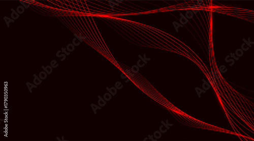Abstract red light trails flow elegantly against a deep, dark backdrop, creating a sense of digital movement and modern artistic expression in this sleek composition