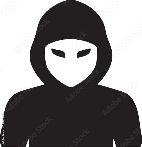 Vector of a Hooded Masked Man Criminal, Hacker, Robber Illustration