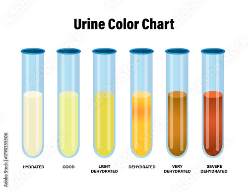 Urine Color Chart Illustration – Hydration and Dehydration Test Tubes Vector