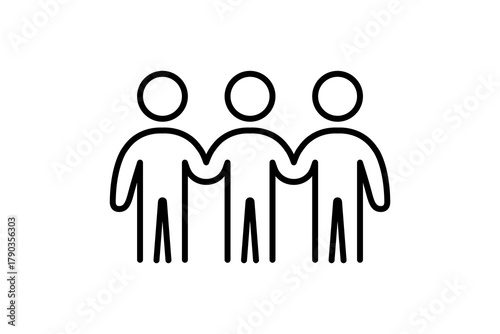 Line-style community icon showing group, cooperation, and solidarity. Editable vector perfect for teamwork, social projects, and networking