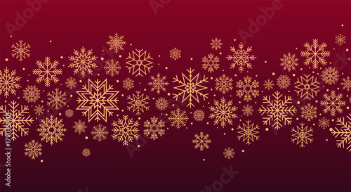 Christmas horizontal border with snowflakes. Vector illustration