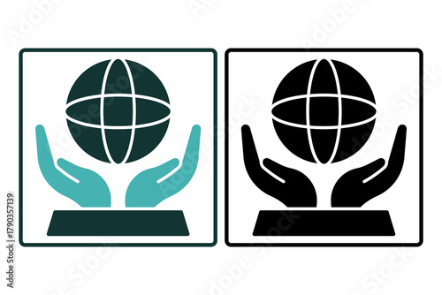 Solid global support icon illustrating international help, teamwork, and solidarity. Editable vector ideal for global charity, collaboration, and social causes
