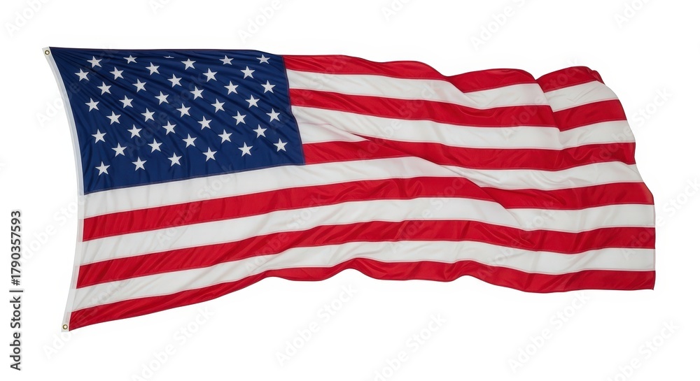 Fototapeta premium Waving American Flag Symbolizing Freedom and Patriotism Under Clear Blue Sky