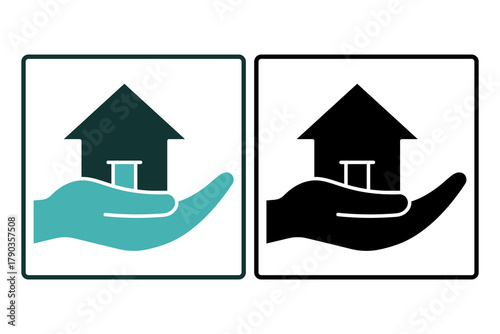 Solid shelter icon representing home protection, care, and solidarity. Editable vector suitable for charity, housing, and social initiatives