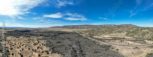 Canvas Print Aerial landscape of lava fields and Western cliffs along historic route 66 Anzac