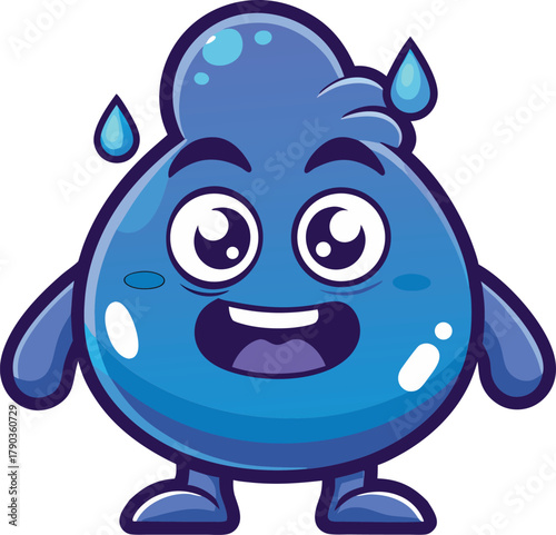 y2k cartoon blob mascot with shifting moods   happy 