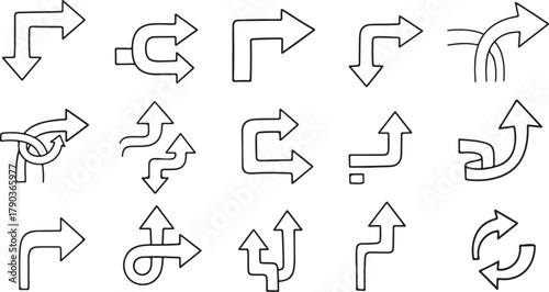 Hand Drawn Arrow Collection Representing Direction Choice and Guidance for Creative Projects and Design Elements