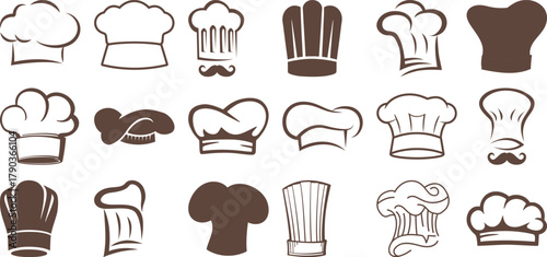 Collection of Chef Hats and Toques in Various Styles and Designs