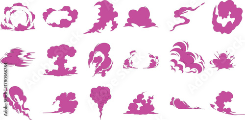 Collection of Pink Cartoon Smoke and Explosion Effects
