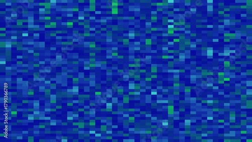 Abstract Blue and Green Pixelated Digital Background Animation.