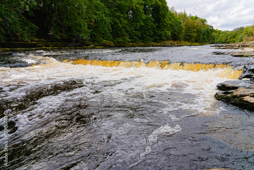 The fast flowing River Ure at Aysgarth Falls, Yorkshire.