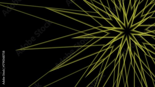Abstract Glowing Yellow Lines Forming a Starburst Animation.