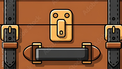 Vintage leather suitcase with buckles and handle, ready for travel adventures.