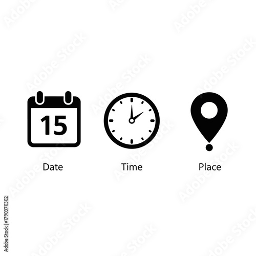 date time place appointment scheduling location icons