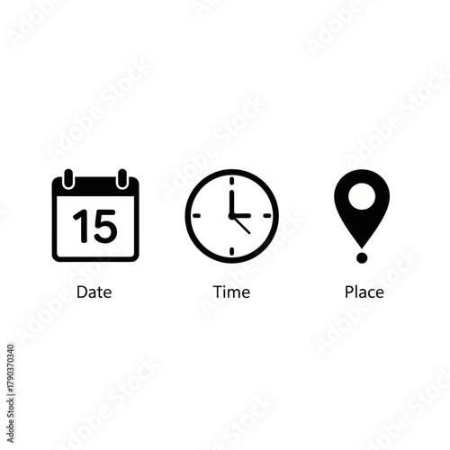 date time place icons event location schedule navigation