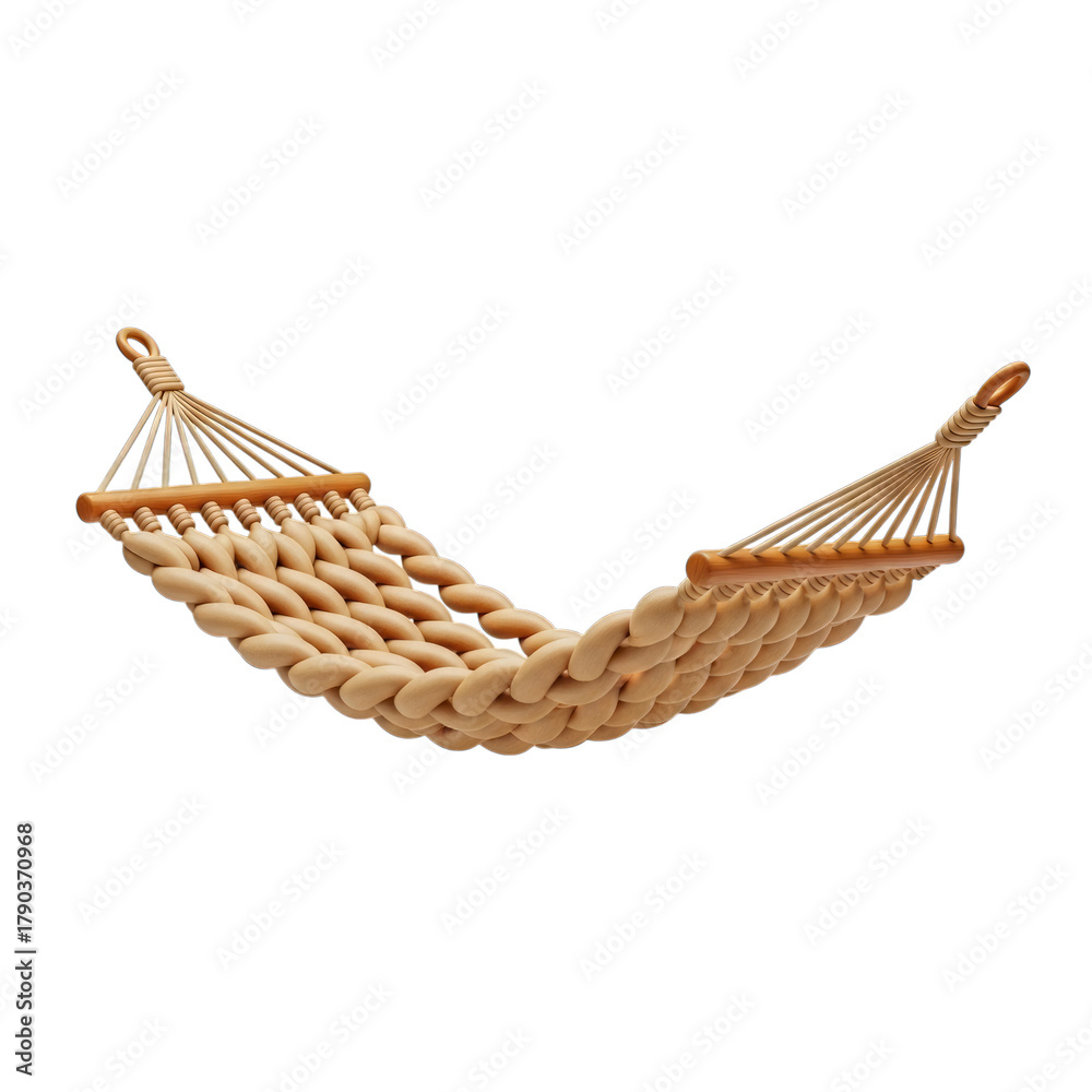 Obraz premium Knitted Hammock with Wooden Spreader Bars isolated on a transparent background