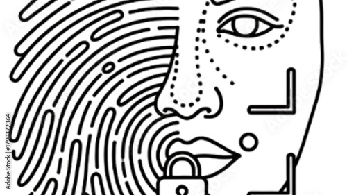 Digital identity verification with fingerprint and facial recognition, symbolizing security and privacy