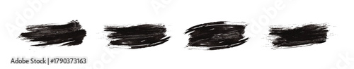 Black brush strokes vector illustration, abstract grunge texture on white background. Artistic design element, paint smear, ink splatter, creative graphic element collection. vector illustration.