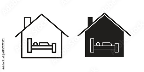 Accommodation icon vector with glyph style. Stroke liner icons