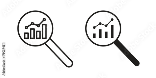 Analysis icon vector with glyph style. Stroke liner icons
