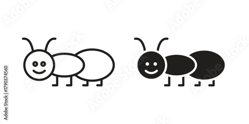Ant icon vector with glyph style. Stroke liner icons