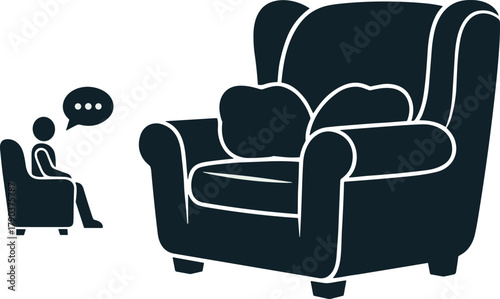 Psychotherapy session, patient talking to therapist's empty chair