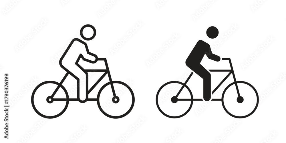 Obraz premium Bicycle rider icon vector with glyph style. Stroke liner icons