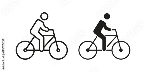 Bicycle rider icon vector with glyph style. Stroke liner icons