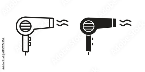 Blow dryer icon vector with glyph style. Stroke liner icons