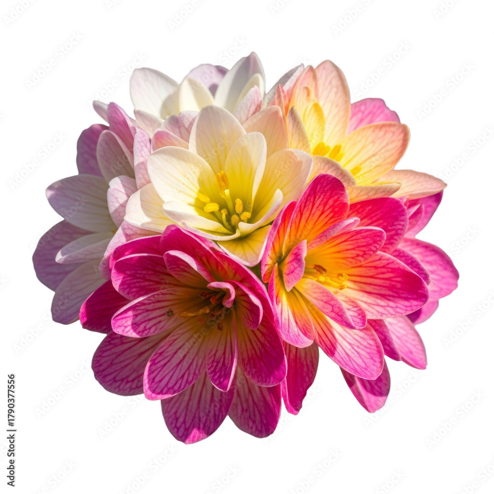 Obraz premium Pink Yellow White Flower Cluster isolated on a transparent background