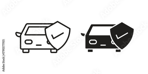 Car insurance icon vector with glyph style. Stroke liner icons