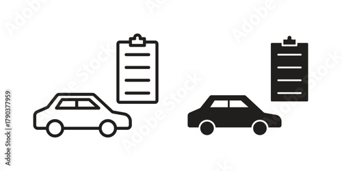 Car repair check list icon vector with glyph style. Stroke liner icons