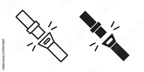 Car seat belt icon vector with glyph style. Stroke liner icons