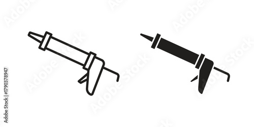 Caulk gun icon vector with glyph style. Stroke liner icons