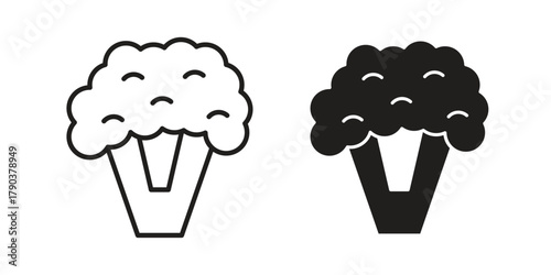 Cauliflower icon vector with glyph style. Stroke liner icons