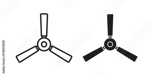 Ceiling fan icon vector with glyph style. Stroke liner icons