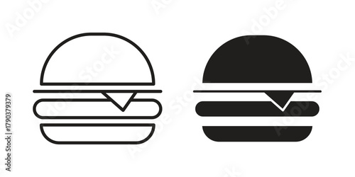 Cheese burger icon vector with glyph style. Stroke liner icons