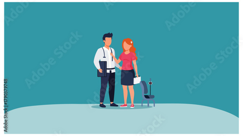 Doctor Patient Consultation Professional Medical Advice Vector Scene
