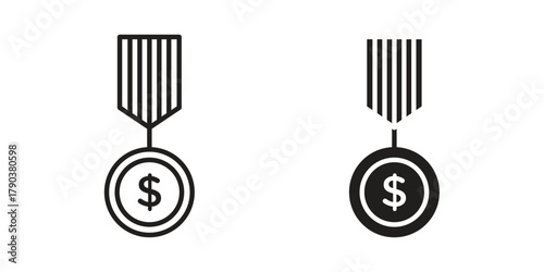 Coin decoration icon vector with glyph style. Stroke liner icons