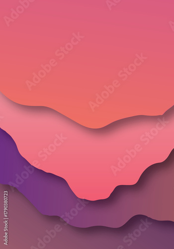 Abstract pink and purple background and copy space. Design template for brochure, book cover, notebook background, magazine, business card, branding, banner. illustration paper cut style. Vertical