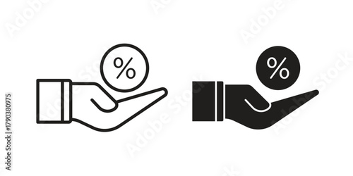 Commission icon vector with glyph style. Stroke liner icons