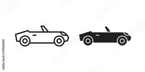Convertible car icon vector with glyph style. Stroke liner icons