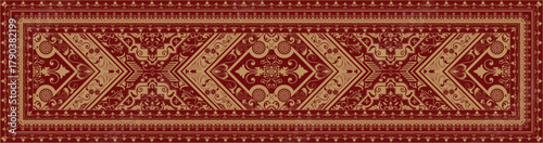 Luxurious golden royal carpet, long carpet for Persian carpet
