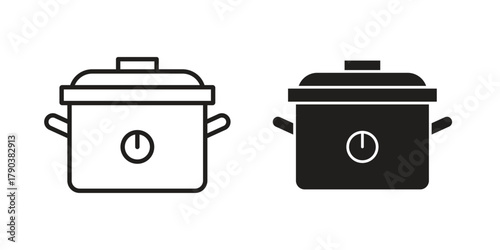 Crock pot icon vector with glyph style. Stroke liner icons