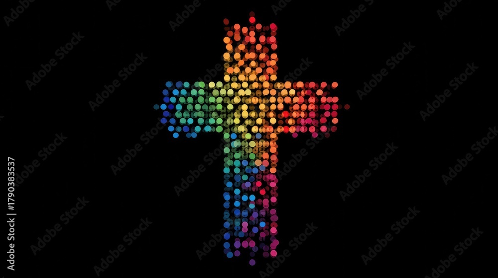 Obraz premium A Cross Representing using colorful dot