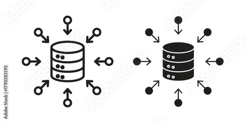 Data aggregation icon vector with glyph style. Stroke liner icons
