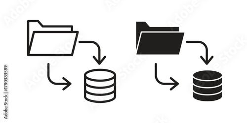 Data Migration icon vector with glyph style. Stroke liner icons