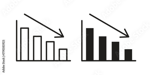 Decrease icon vector with glyph style. Stroke liner icons