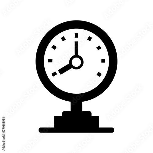 Minimal Pipeline Pressure Gauge Industrial Meter Symbol Icon Line Art Vector illustration